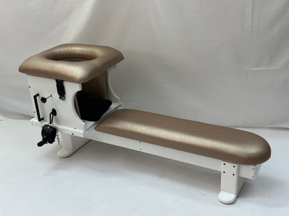 Smotherbox Queening Throne + Bench Set – Luxury BDSM Sensory Control Furniture (White/Champagne)