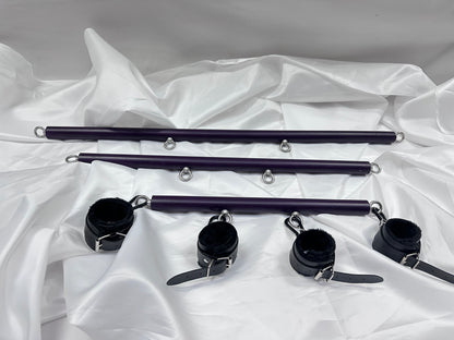 Purple Wooden Spreader Bar – Solid Wood BDSM Bondage Restraint with Metal Hardware (40 / 60 / 80 cm)