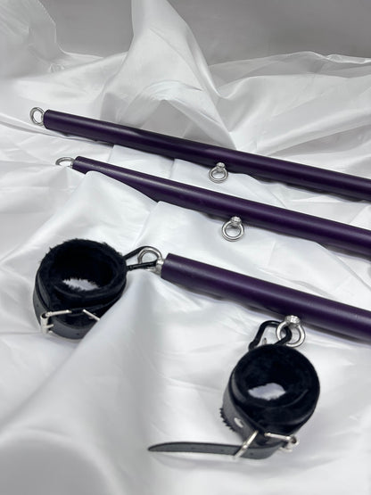 Purple Wooden Spreader Bar – Solid Wood BDSM Bondage Restraint with Metal Hardware (40 / 60 / 80 cm)