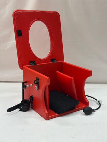 Smotherbox Queening Throne – Luxury Sensory Control BDSM Chair (Red/Red)