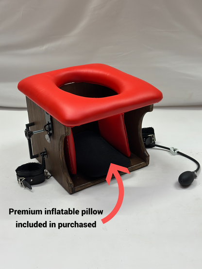 Smotherbox Queening Throne – Adjustable Sensory Control BDSM Chair (Brown/Red)