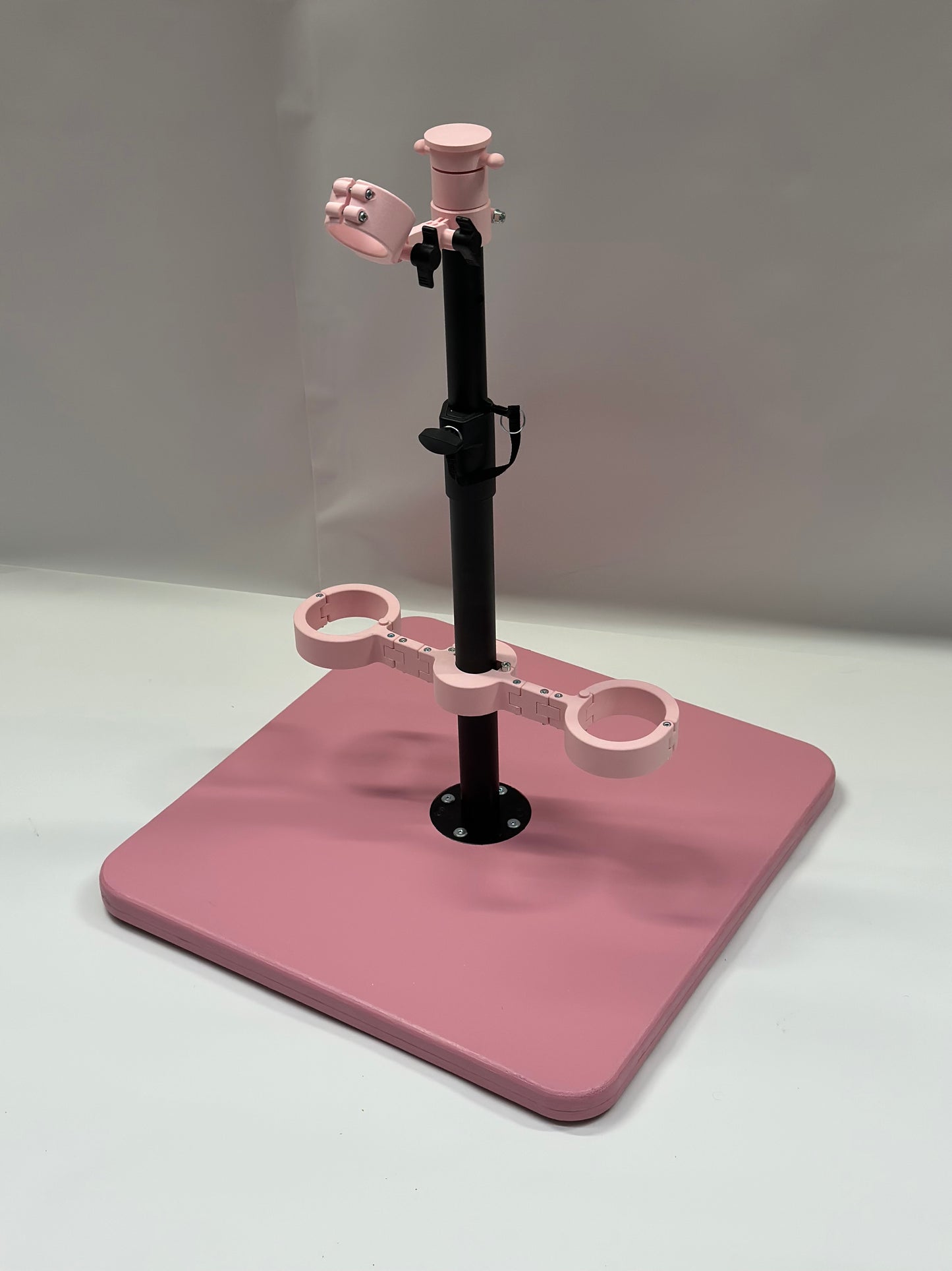 Pink One Bar Prison Restraint Pole – Modular BDSM Positioning System with Hardwood Base