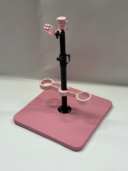 Pink One Bar Prison Restraint Pole – Modular BDSM Positioning System with Hardwood Base