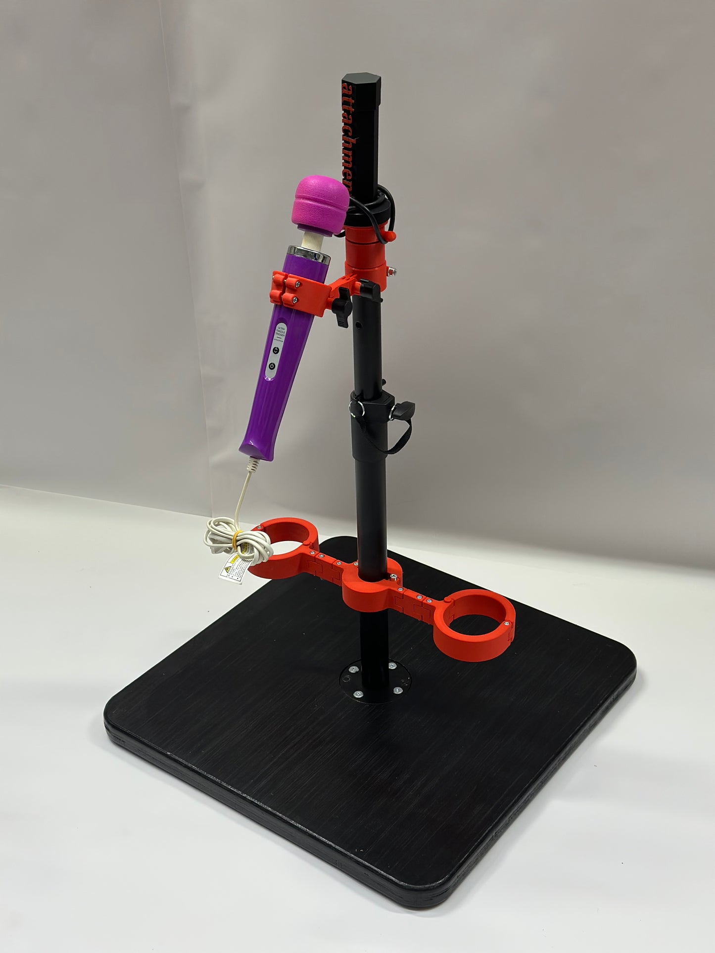 Black One Bar Prison Restraint Pole – Modular BDSM Positioning System with Hardwood Base