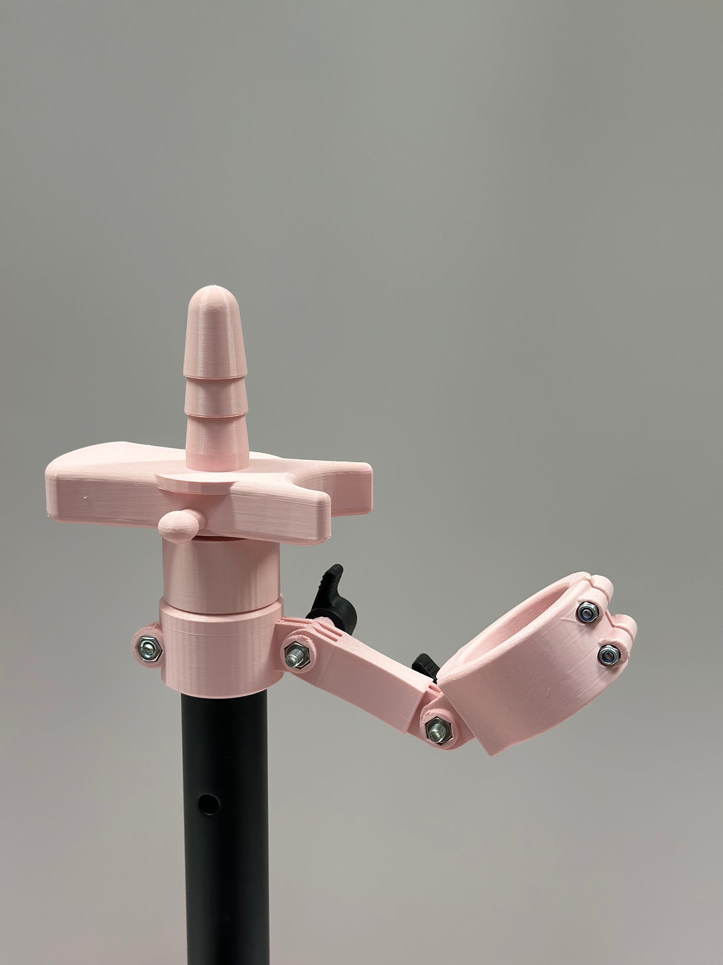 Pink One Bar Prison Restraint Pole – Modular BDSM Positioning System with Hardwood Base