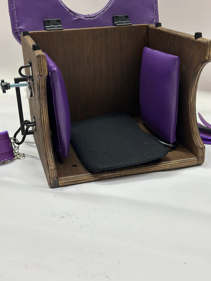 Smotherbox Queening Throne – Adjustable Sensory Control BDSM Chair (Brown/Purple)
