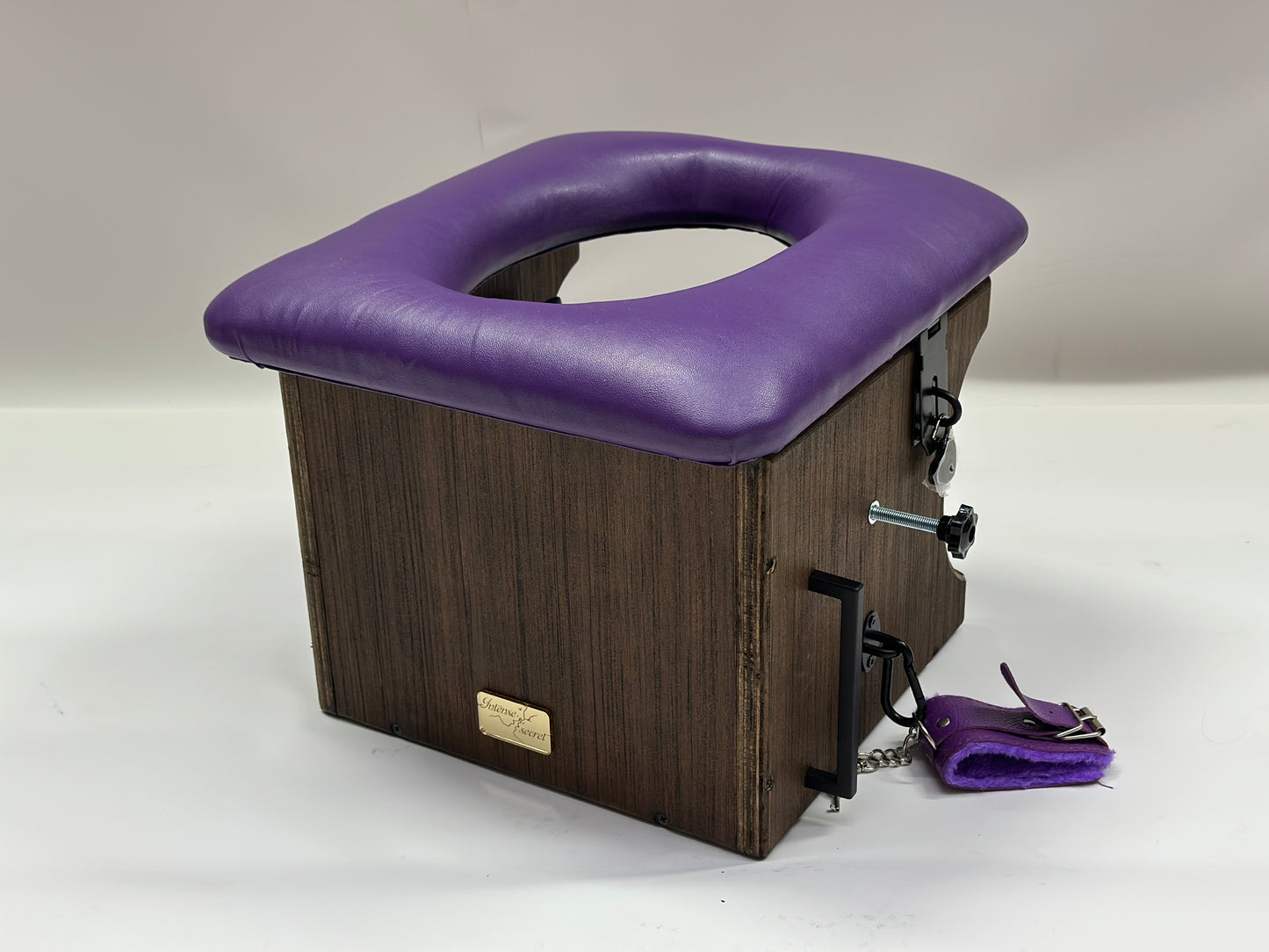 Smotherbox Queening Throne – Adjustable Sensory Control BDSM Chair (Brown/Purple)