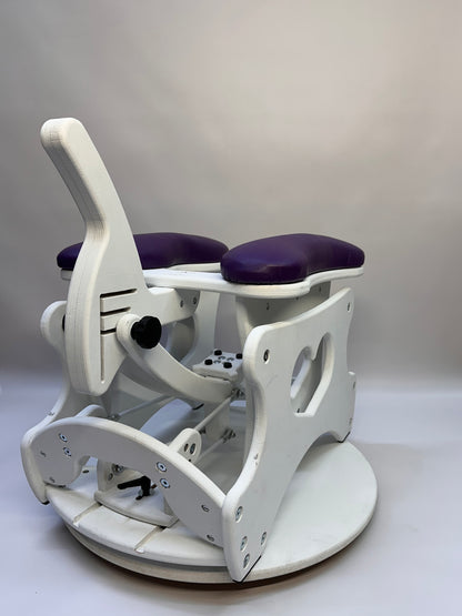 Monkey Rocker Sex Chair with adjustable rocking and vibrating Vac-U-Lock

Hands-free BDSM sex chair with O-rings and Lexan mirror

Sturdy hardwood Monkey Rocker Chair with padded seat for bondage play

Adjustable BDSM swing chair for solo or partner use