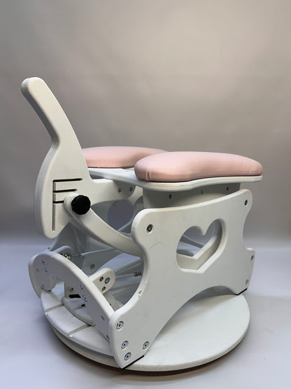 Monkey Rocker Sex Chair with adjustable rocking and vibrating Vac-U-Lock

Hands-free BDSM sex chair with O-rings and Lexan mirror

Sturdy hardwood Monkey Rocker Chair with padded seat for bondage play

Adjustable BDSM swing chair for solo or partner use