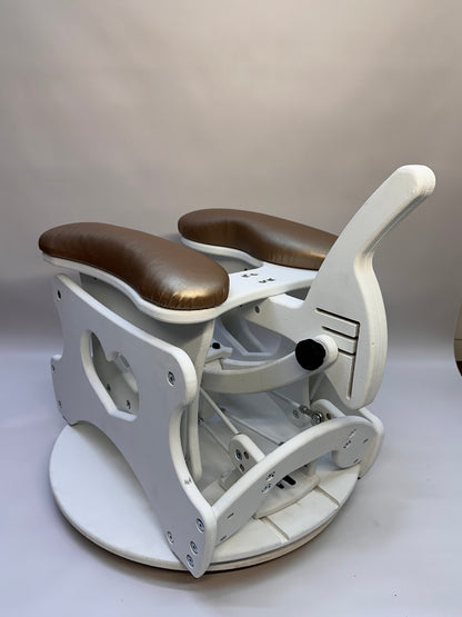Monkey Rocker Sex Chair with adjustable rocking and vibrating Vac-U-Lock

Hands-free BDSM sex chair with O-rings and Lexan mirror

Sturdy hardwood Monkey Rocker Chair with padded seat for bondage play

Adjustable BDSM swing chair for solo or partner use