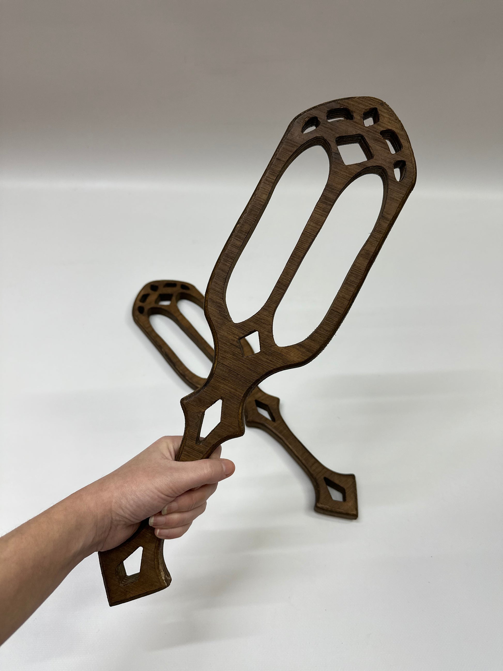 Handcrafted Gothic Cathedral Spanking Paddle made from premium hardwood with intricate cut-out designs for enhanced impact. Elegant, durable, and ergonomic, perfect for impact play or as a striking display piece.