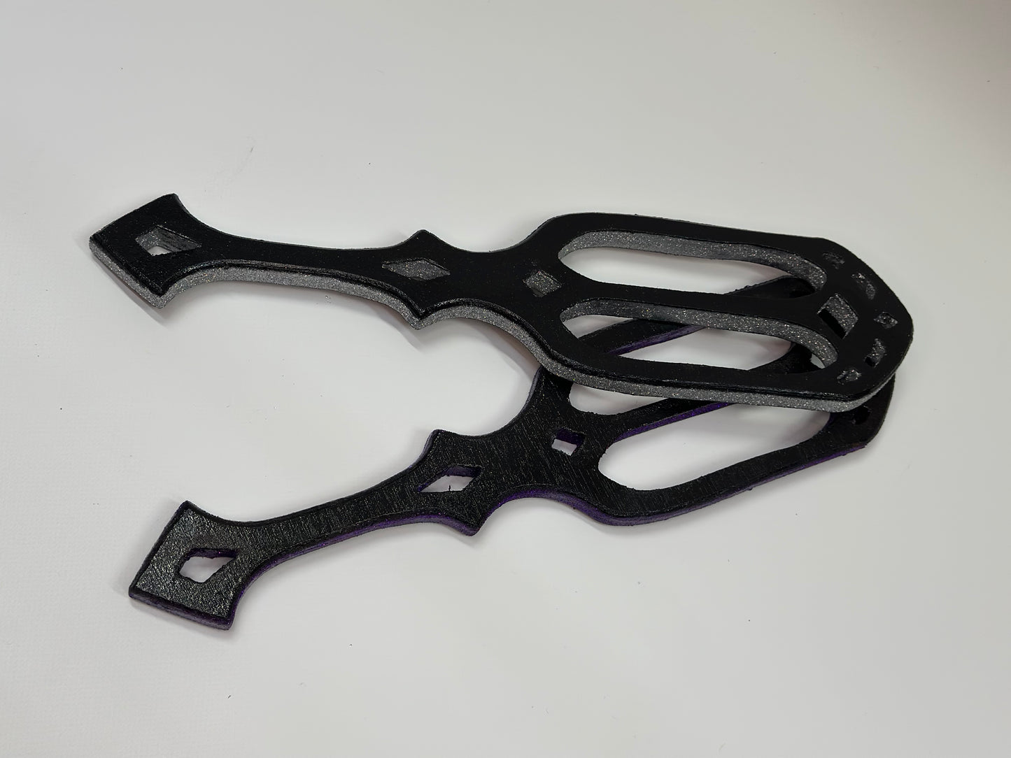 Black - Silver glitter Gothic Cathedral Paddle – Handcrafted Hardwood Impact Toy for BDSM Play