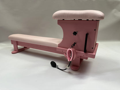 Adjustable smotherbox queening chair + bench for BDSM sensory deprivation

Padded smotherbox queening chair with integrated bench in white

Black smotherbox queening chair + bench with adjustable ventilation

Pink smotherbox queening chair + bench for solo or partner sensory play