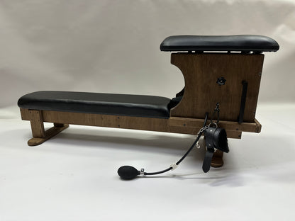 Adjustable smotherbox queening chair + bench for BDSM sensory deprivation

Padded smotherbox queening chair with integrated bench in white

Black smotherbox queening chair + bench with adjustable ventilation

Pink smotherbox queening chair + bench for solo or partner sensory play