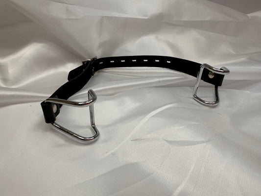 Black Faux Leather Mouth Spreader for comfortable BDSM restraint and sensory play