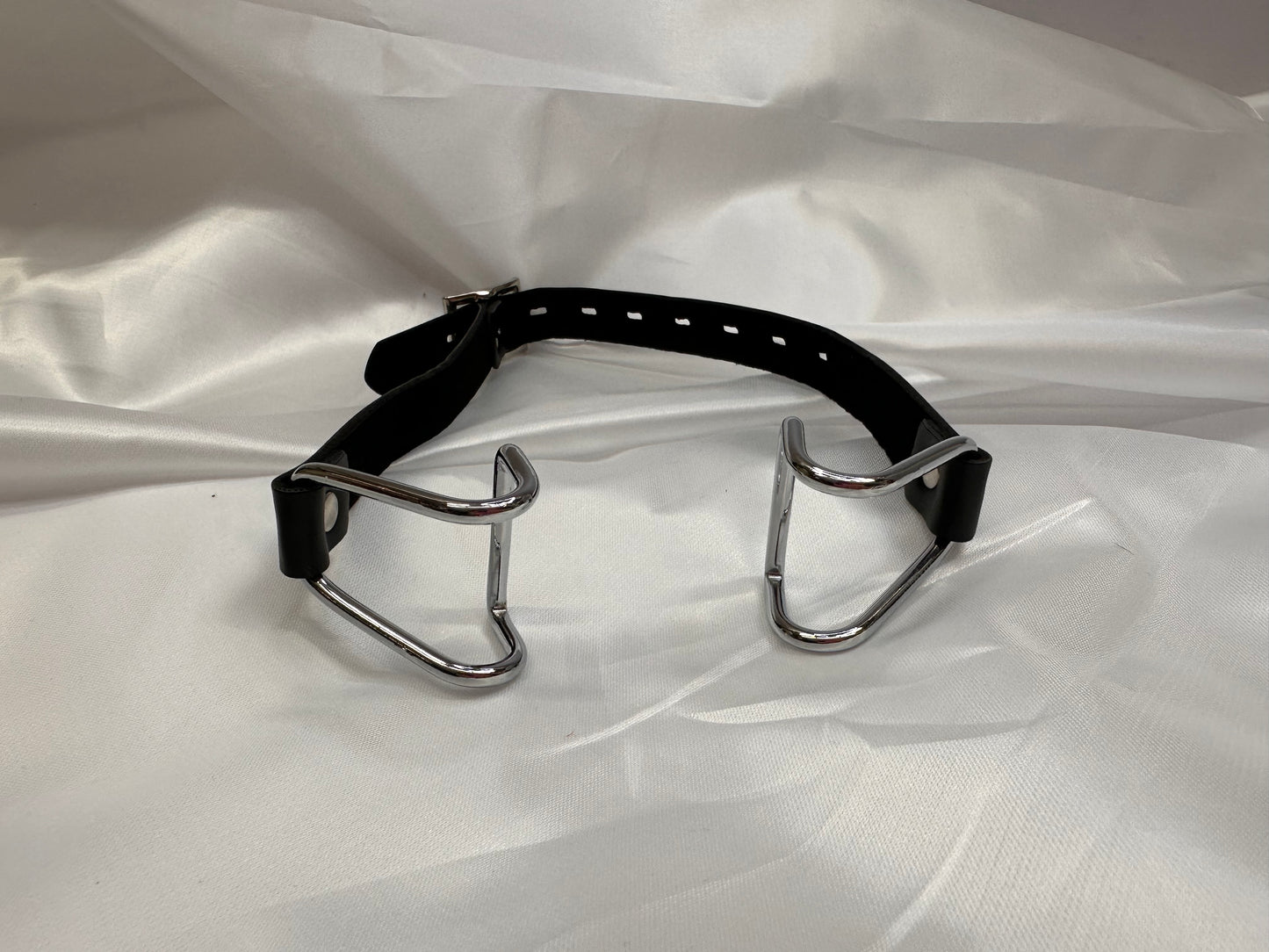 Black Faux Leather Mouth Spreader | Adjustable Mouth Gag for BDSM Play & Role-Playing, Vegan Friendly Restraint Device