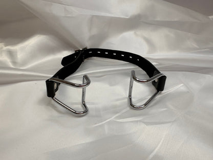 Black Faux Leather Mouth Spreader for comfortable BDSM restraint and sensory play