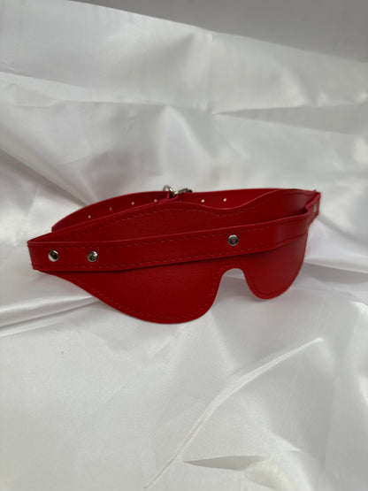 Adjustable faux leather blindfold for sensory play and BDSM, stylish and comfortable with secure strap