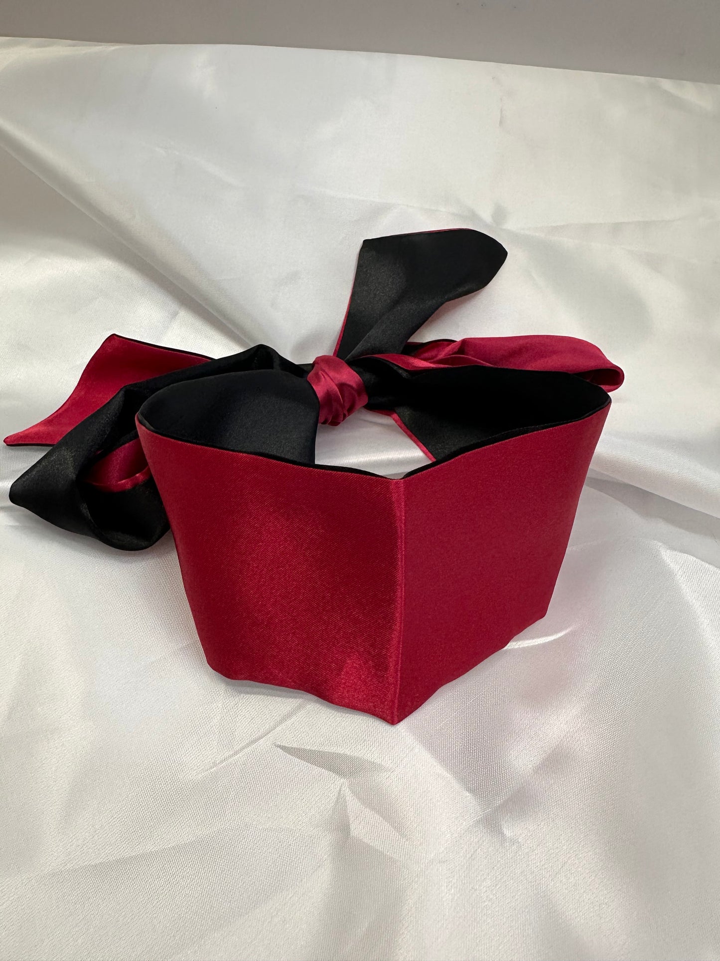 Black-Red Luxury Silk Blindfold – Soft, Sensual & Comfortable for Sleep & Sensory Play