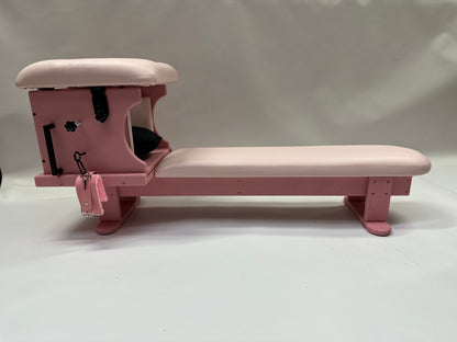 Adjustable smotherbox queening chair + bench for BDSM sensory deprivation

Padded smotherbox queening chair with integrated bench in white

Black smotherbox queening chair + bench with adjustable ventilation

Pink smotherbox queening chair + bench for solo or partner sensory play