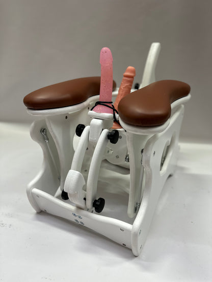 Intense Secret DP Double Rocker – Luxury Dual Positioning BDSM Chair (White/Cognac)
