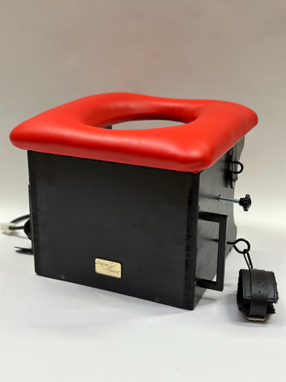Adjustable smotherbox queening chair for BDSM sensory deprivation

Padded smotherbox queening chair in white for restraint play

Black smotherbox queening chair with adjustable ventilation

Pink smotherbox queening chair for solo or partner sensory play