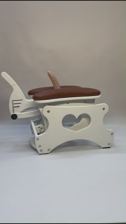 Intense Rocker – Luxury Adjustable BDSM Chair (White/Cognac)