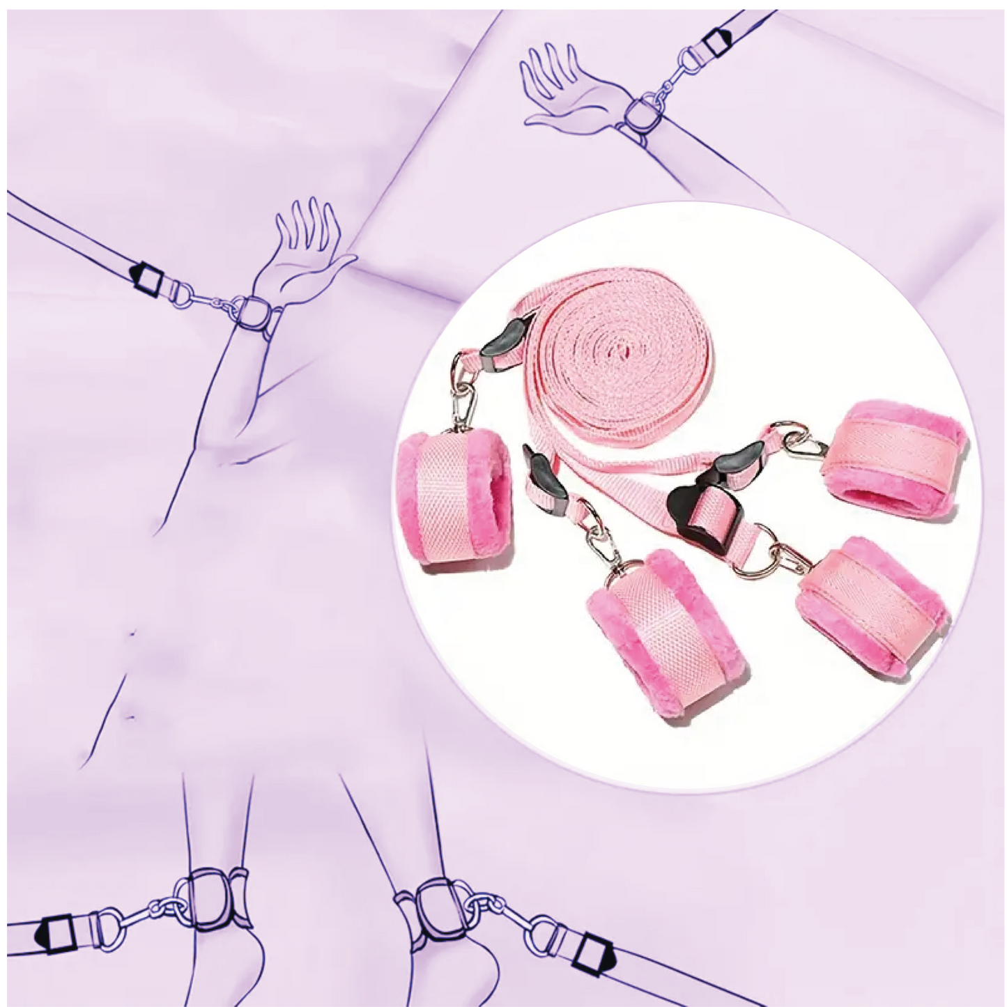 Adjustable Bed Restraint Set – Comfortable & Secure Under-the-Mattress Bondage Straps